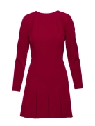 Elegancka krótka sukienka trapezowa z kontrafałdami bordowa