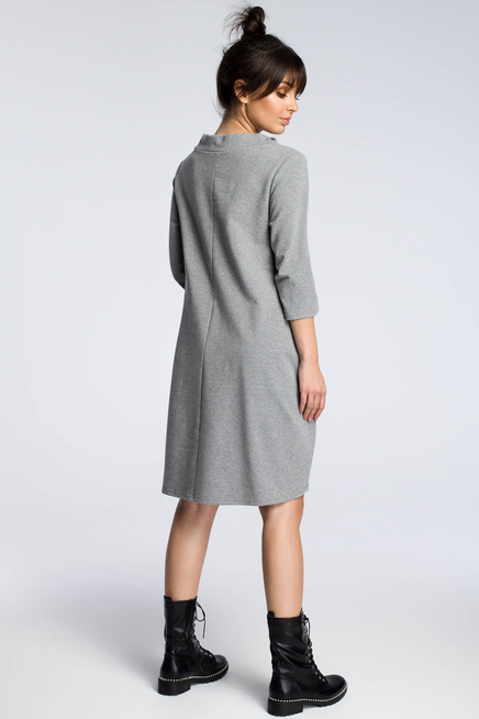 Sukienka sportowa typu bombka oversize z kieszeniami i wiązaniem szara