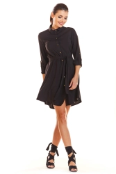 Sukienka koszulowa szmizjerka z paskiem czarna
