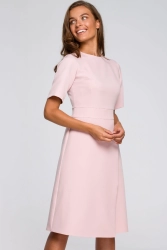 Sukienka elegancka trapezowa różowa wizytowa