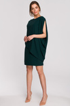 Elegancka sukienka mini z asymetryczną falbaną drapowana zielona