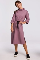 Ciepła sukienka oversize z golfem czarna bawełniana dzianina