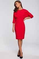 Sukienka elegancka ołówkowa z kimonowymi rękawami taliowana czerwona