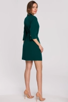 Elegancka sukienka marynarkowa z paskiem zielona