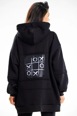Bluza damska oversize z kapturem bawełna premium czarna