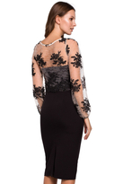 Wieczorowa ekskluzywna ołówkowa sukienka z koronką czarna