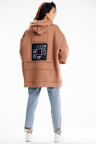 Bluza damska oversize z kapturem bawełna premium beżowa
