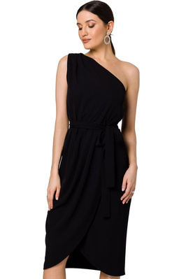 Koktajlowa sukienka asymetryczna na jedno ramię czarna