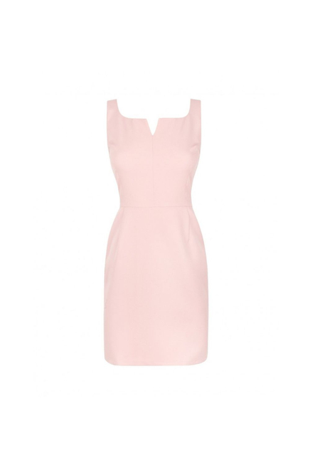 Klasyczna ołówkowa sukienka mini na ramiączkach różowa