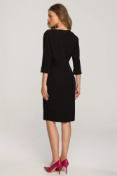 Sukienka ołówkowa z nietoperzowymi rękawami klasyczna czarna