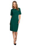 Elegancka sukienka ołówkowa z dołem na zakładkę klasyczna zielona