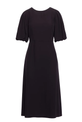 Elegancka sukienka koktajlowa z bufiastymi rękawami czarna