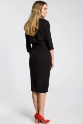 Sukienka elegancka midi kimonowa góra dopasowany dół czarna