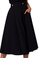 Rozkloszowana spódnica z wysokim stanem i kieszeniami czarna