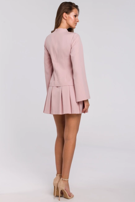 Elegancka sukienka mini z kontrafałdami różowa