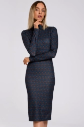 Dzianinowa sukienka midi dopasowana tuba we wzory