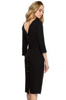 Elegancka sukienka ołówkowa midi z dekoltem V na plecach czarny