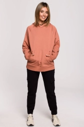 Bluza z kapturem kangurek ceglasta bawełna premium