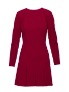 Elegancka krótka sukienka trapezowa z kontrafałdami bordowa