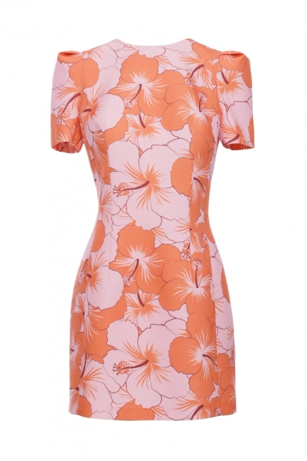 Elegancka sukienka trapezowa mini pomarańczowy