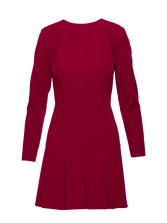 Elegancka krótka sukienka trapezowa z kontrafałdami bordowa