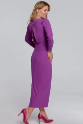 Elegancka ołówkowa sukienka z odkrytymi plecami fuksja