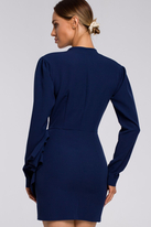 Elegancka kopertowa sukienka mini z drapowaniem granatowa