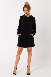 Sukienka koszulowa z dekoltem V na plecach czarna