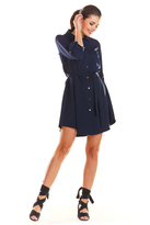 Sukienka koszulowa szmizjerka z paskiem i kołnierzykiem granatowa