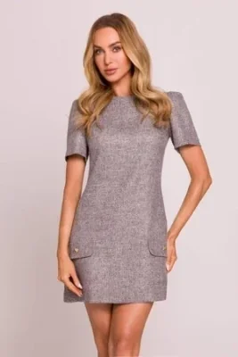 Elegancka sukienka trapezowa mini szara