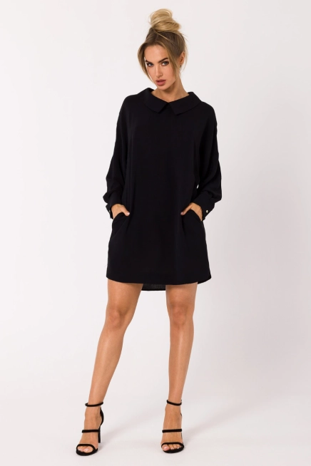 Sukienka koszulowa z dekoltem V na plecach czarna