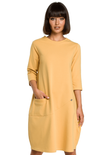 Sukienka dresowa bombka oversize z kieszonką z przodu żółta