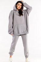Bluza oversize z kapturem bawełniana szara
