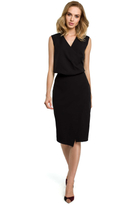 Sukienka elegancka ołówkowa do pracy kopertowy dekolt czarna