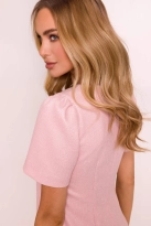 Elegancka sukienka trapezowa mini brzoskwiniowa