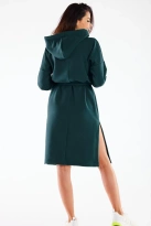 Bluzowa sukienka z kapturem bawełna premium zielona