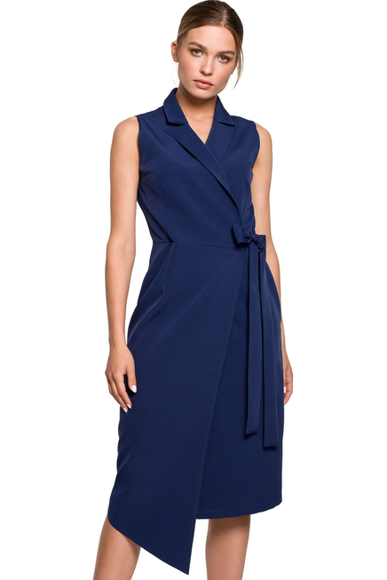 Sukienka marynarka na lato bez rękawów asymetryczna żakietowa granat