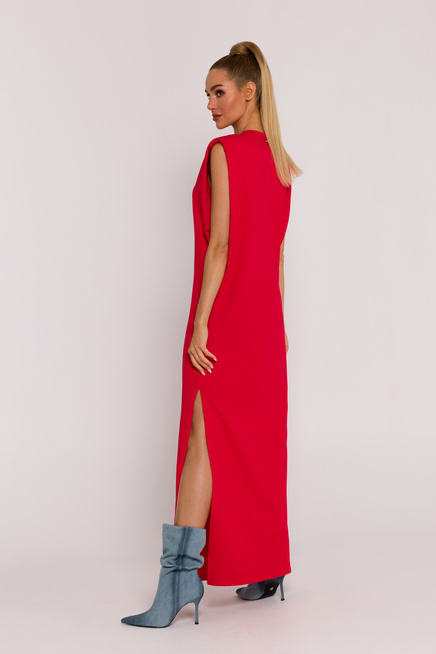 Długa bawełniana sukienka maxi czerwona