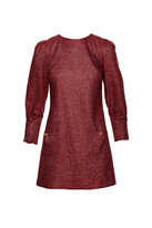 Elegancka sukienka tweedowa trapezowa mini bordowa