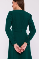 Elegancka sukienka rozkloszowana z paskiem zielona