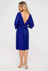 Sukienka cekinowa błyszcząca z dekoltem V na plecach chaber