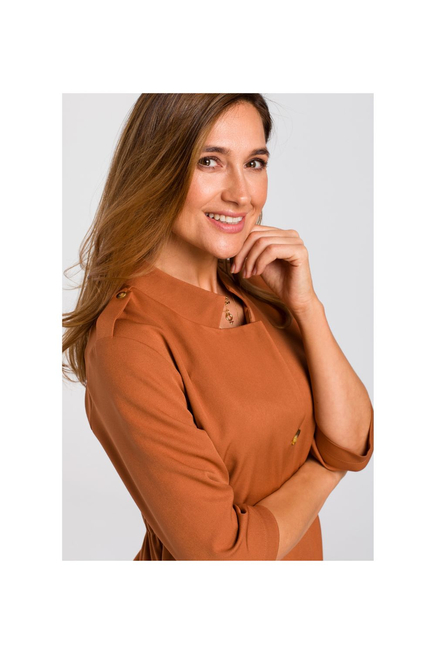 Sukienka marynarka elegancka żakietowa asymetryczna midi brązowa