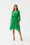 Elegancka zwiewna sukienka szyfonowa wizytowa zielona