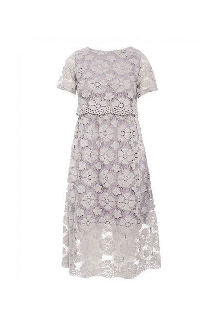 Sukienka na wesele koronkowa lekko rozkloszowana midi szara