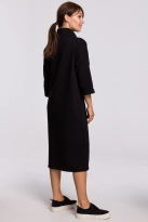 Ciepła sukienka oversize z golfem czarna bawełniana dzianina