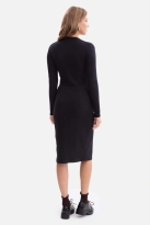 Bawełniana sukienka dzianinowa ołówkowa z dekoltem V czarna