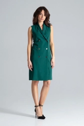 Elegancka żakietowa sukienka z kopertowym dekoltem zielona