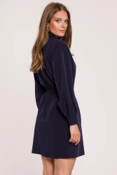 Elegancka sukienka żakietowa dwurzędowa granatowa mini