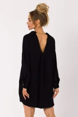 Sukienka koszulowa z dekoltem V na plecach czarna