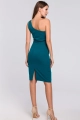 Elegancka sukienka na jedno ramię ołówkowa morska
